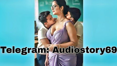 Indian teacher in sari seduced by two students, cleavage tease