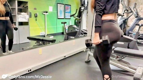 Jessie Rogers blonde fitness babe squats in tight leggings, big ass tease