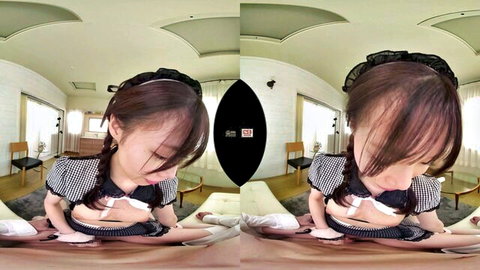 Petite Asian girl in checkered dress exposing small breasts solo