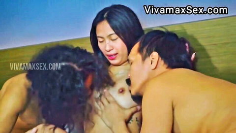 Ash in steamy Filipina threesome, nude kissing and breast play during inuman session