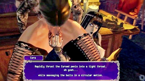 Goth girl Cora deepthroats cursed cock rapidly into tight throat while massaging balls in circles