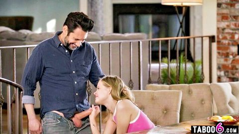 Coco Lovelock petite teen blonde sucking cock in taboo family swap