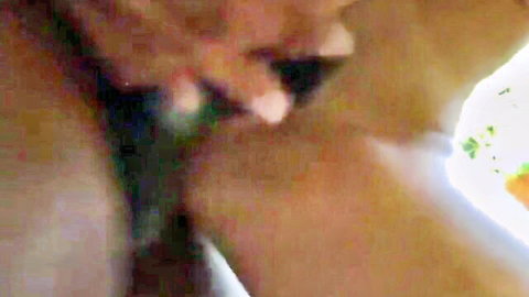 Brunette babe slurping thick cock in sloppy closeup blowjob