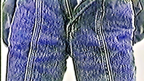 Amateur closeup of guy's unzipped blue jeans exposing thick pubic hair and cock shaft