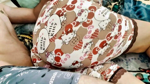 Tangawiaskhona's big ass in Hello Kitty shorts, teasing anal pounding with hubby watching