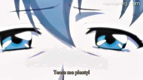 Teary blue-eyed anime woman Sayuri from Tsuma no Haha Sayuri begging to be teased