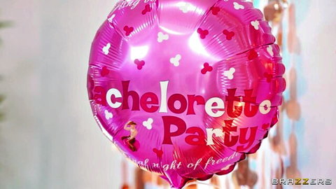 Shiny pink bachelorette party balloon hinting at wild sluts fucking big cocks all night