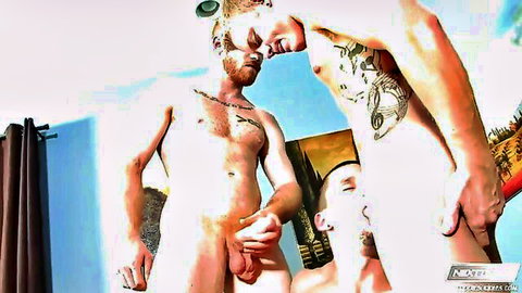 James Jamesson, Anthony Romero & Adam Ridge gay threesome with dong pounding action