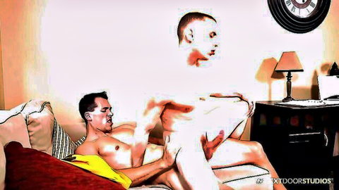 Dante Martin and Austin Hunter in hot gay anal sex on couch from Nerd Lust