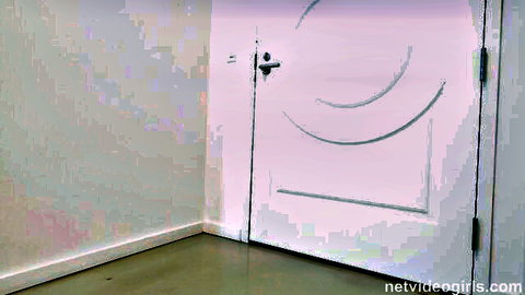 Nicole Kitt in Halloween Surprise 2020, teasing behind pink door
