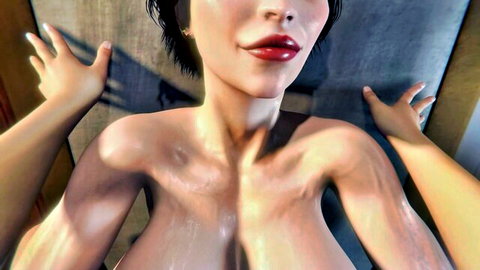 Topless Asian beauty with massive tits grabbed in steamy POV