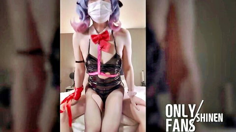 Shinen2022 as Hatsune Miku bunny girl shemale cosplay in lingerie tease