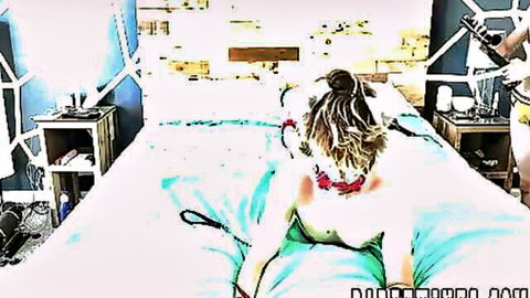 Bound Ashton Franco nude on bed with red collar, barebacked gay scene