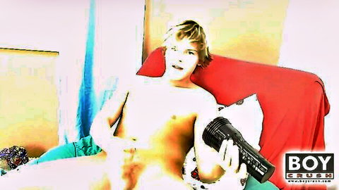 Dillon Samuels blonde twink masturbating with Fleshlight toy solo