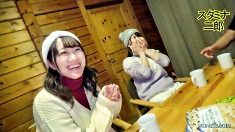Japanese H-cup big tits streamer 25yo smiling in sweater after snowboarding