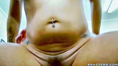 Jenna Presley nude close-up pussy spread with navel piercing