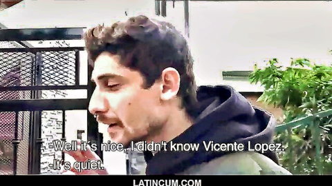 Amateur straight Spanish Latino guy with nose ring in hoodie