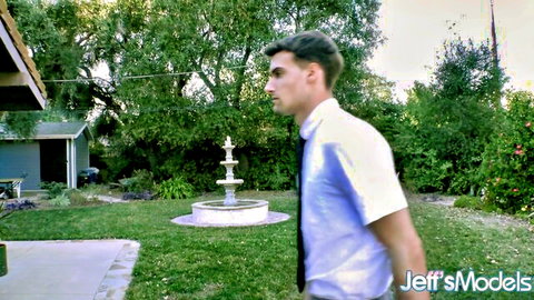 Young missionary in white shirt and tie walking in backyard, Thicc Asian Kai scene