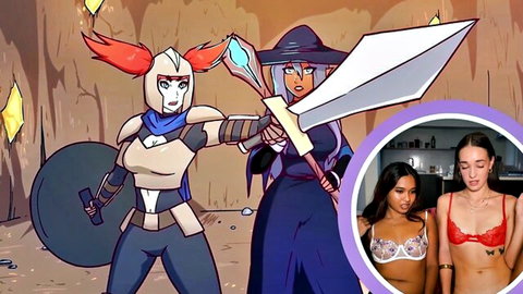 Miaz and CheekyMZ in lingerie reacting to Fandeltales fantasy animation