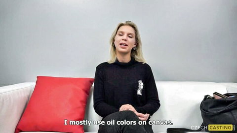 Vendy blonde Czech model in black turtleneck interview Czech Casting