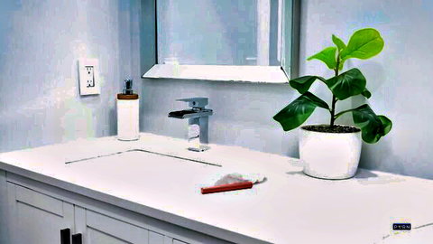 Elise London in clean bathroom setup from Sloppy Valentine’s Day Mom Swap