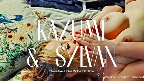 Kazumi and Sylvan topless embrace in steamy OnlyFans scene