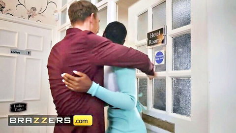 Danny D hugs Zaawaadi from behind in teasing hotel threesome preview