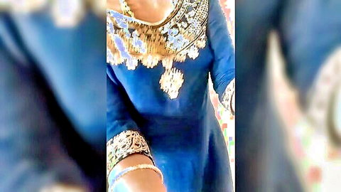 Swetha Tamil wife in blue embroidered dress homemade selfie tease