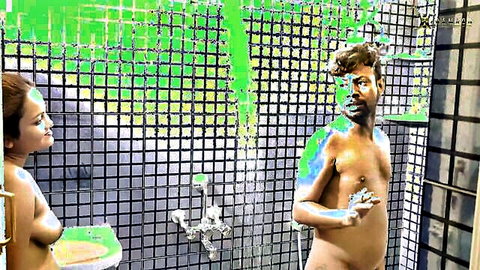 Sraboni dirty girl fucked in steamy bathroom shower with nude hunk