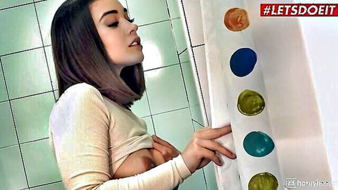Ginebra Bellucci exposes her perky tits in teasing bathroom scene