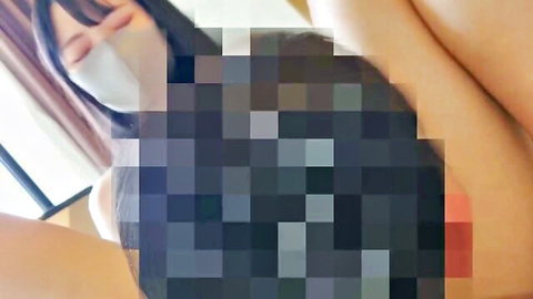 Masked Japanese amateur spreads legs showing heavily censored pussy closeup