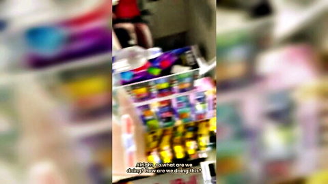 Blurry colorful sex toy shelves in public store with motion blur tease