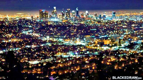 Emily Willis Double Play 4K: Stunning LA skyline night view from BlackedRaw