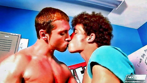 Austin Merrick and Connor Maguire muscular gay kiss