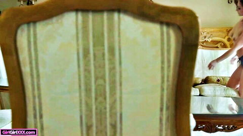Laney Grey nude solo toy play from behind on chair