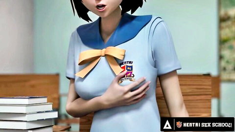 Hentai MILF principal in tight school uniform with big tits