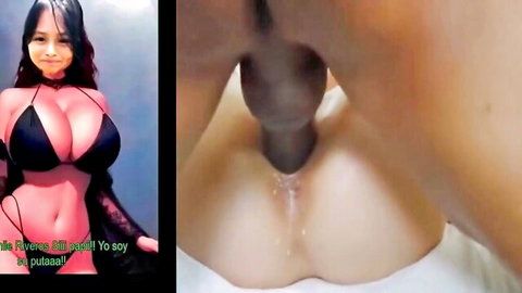 Cielo Yamile big tits in black lingerie fucked by BBC, creampie closeup