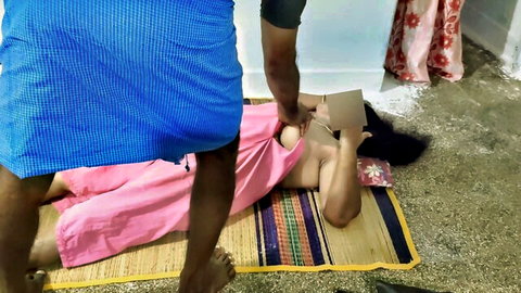 Indian stepmom half-nude in pink dress gets creampie in hairy pussy