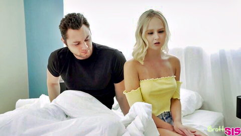 Natalia Queen upset on bed, man comforting her in pregnancy scene