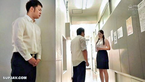 Sayuri as Japanese guidance teacher in school hallway with students, JAV softcore