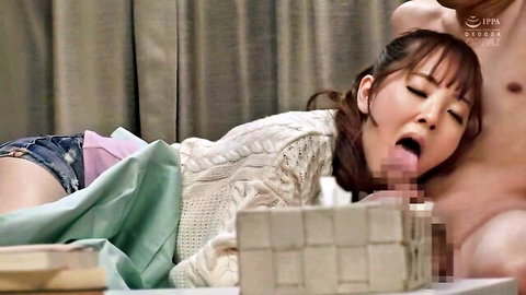 Hitomi Tanaka giving intense blowjob to lucky fan