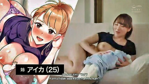 Mina Kitano topless breastfeeding in JAV cheating scene with anime insert