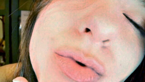 Aftyn Rose seductive close-up lip tease in ASMR kissing compilation