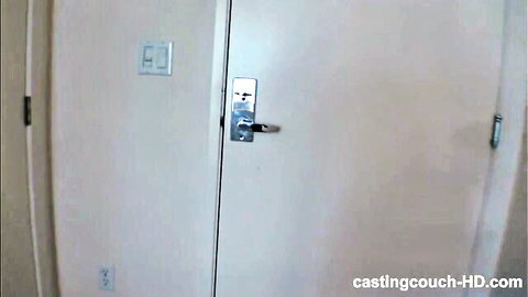 Casting couch door scene with Abbey Rain and Faye Lynne