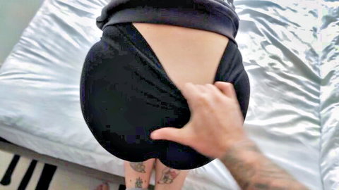 Kate Koss bends over exposing big ass, tattooed hand grabs in discount scene