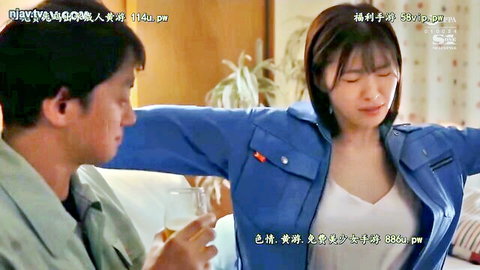 Japanese older sister with big tits in blue jacket, emotional invite to brother