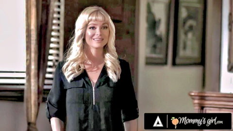 Blonde MILF Tiffany Watson in sexy black top, Mommy's Girl lesbian scene