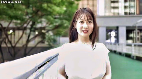 Momoka Kagura smiling in white dress outdoors JAV