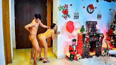 Stepmom bends over for stepson doggy style on Christmas