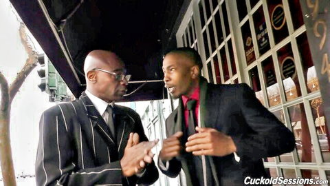 Jada S. bar encounter with two suited BBC in cuckold scene